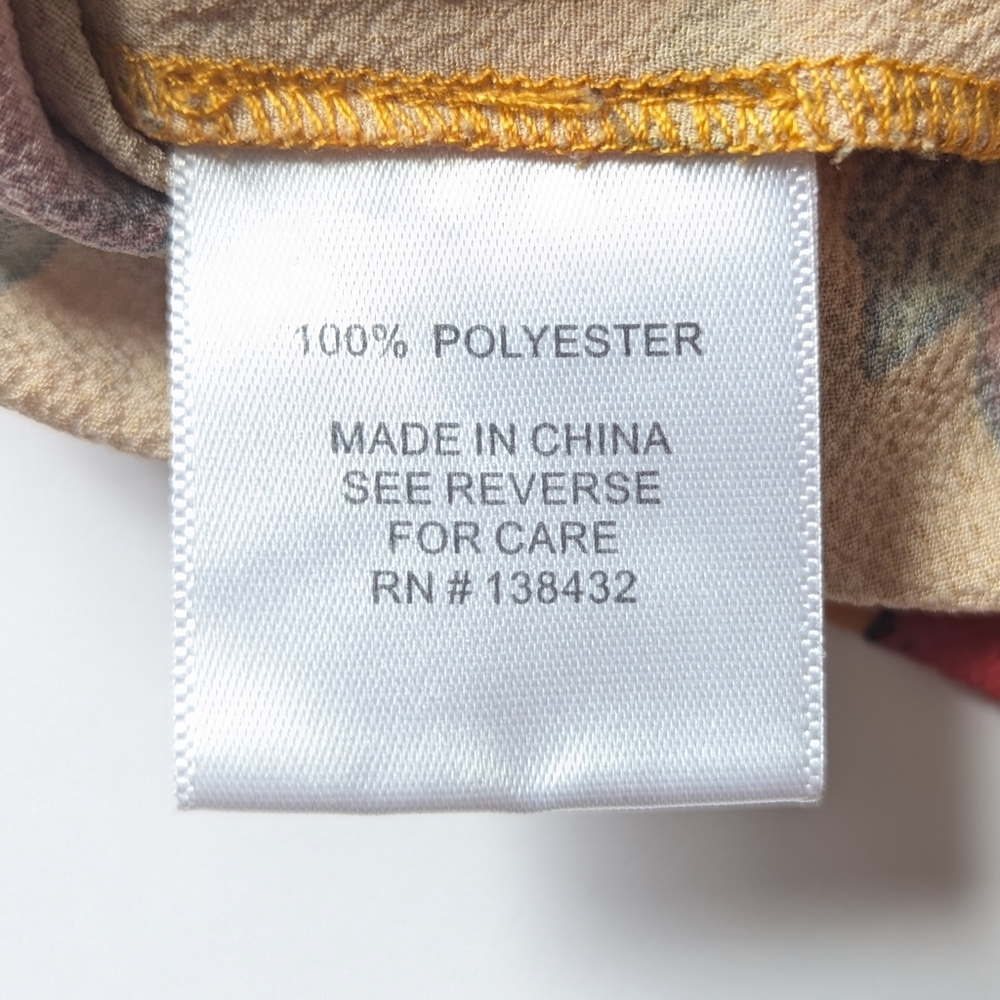 Modcloth V-Neck Red Apple Print Orange Short Tie Sleeve Blouse Size Large EUC - Picture 9 of 9